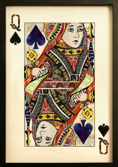 Queen of Spades Playing Card Collage Wall Art