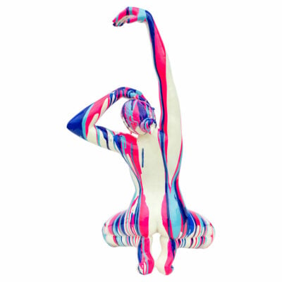 Pink and Blue Yoga Lady Sculpture - Back