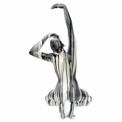 Large Black and White Yoga Lady Sculpture - Back