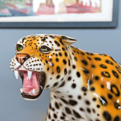 Ceramic Walking Leopard Statue - Detail