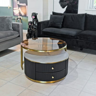 Genero Black and Gold Coffee Table in our Showroom