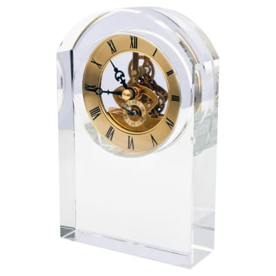 Crystal Oval Glass Mantle Clock Front