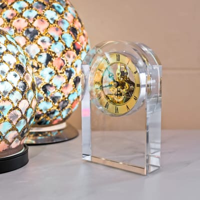 Crystal Oval Glass Mantle Clock