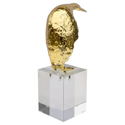 Large Gold Penguin Sculpture Back