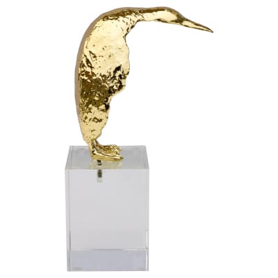 Large Gold Penguin Sculpture Side