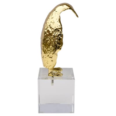 Small Gold Penguin Sculpture Side