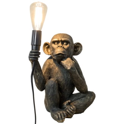 Monkey Holding Bulb Lamp - Front - Turned On