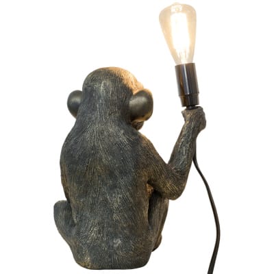 Monkey Holding Bulb Lamp - Back - Turned On