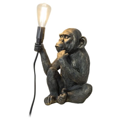 Monkey Holding Bulb Lamp - Side - Turned On