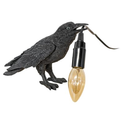 Crow Holding Bulb Lamp - Turned Off