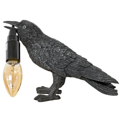 Crow Holding Bulb Lamp - Side - Turned Off