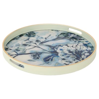 White Flower Large Serving Tray