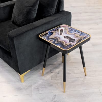 Oyster Black and Gold Side Table in our Showroom