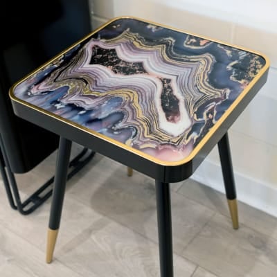 Oyster Black and Gold Side Table - Close Up