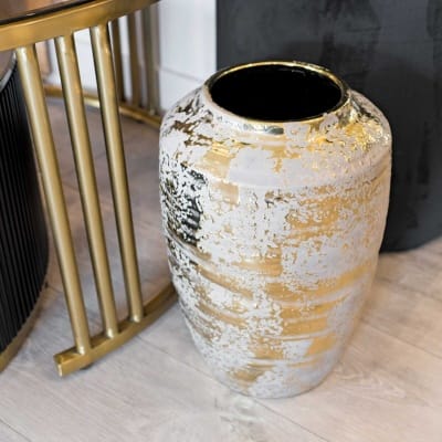 Aurous Gold Fleck Ceramic Vase on Display