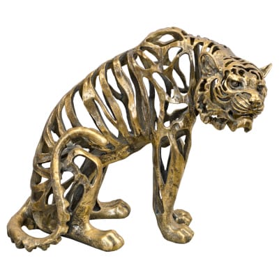 Hollow Gold Tiger Statue - Side