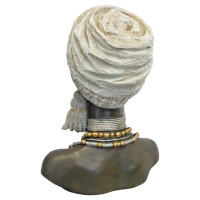 African Woman Bust Statue - Back