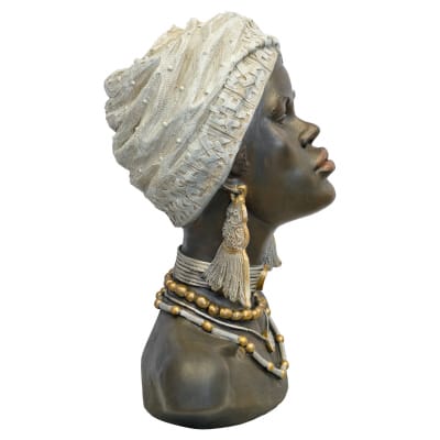 African Woman Bust Statue - Side