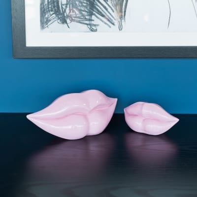 Pink Lips Sculptures on Display