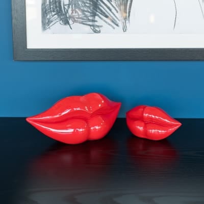 Red Lips Sculptures on Display