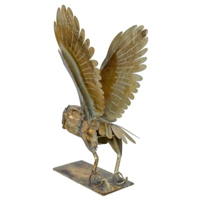 Metal Owl in Flight Sculpture - Back