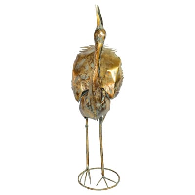 Metal Crane Bird Sculpture - Front