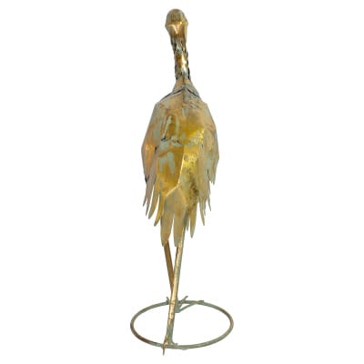 Metal Walking Crane Bird Sculpture - Back