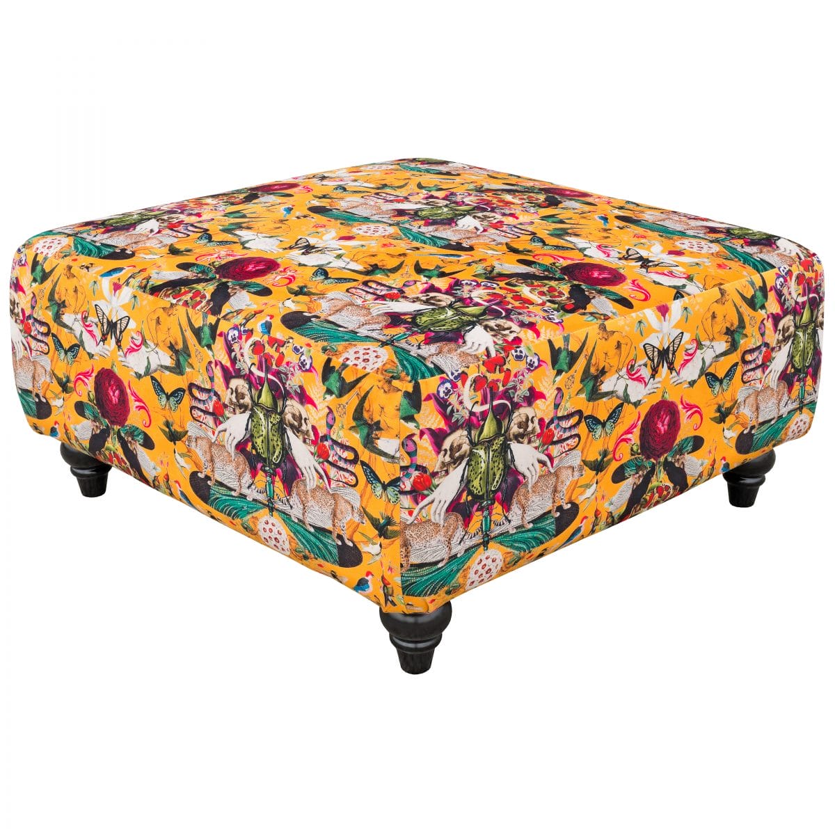 Myrtle and Mary Square Fabric Pouffe