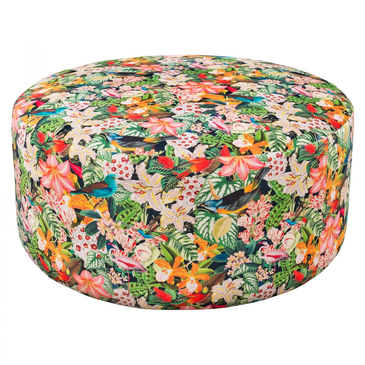 Myrtle and Mary Round Fabric Pouffe