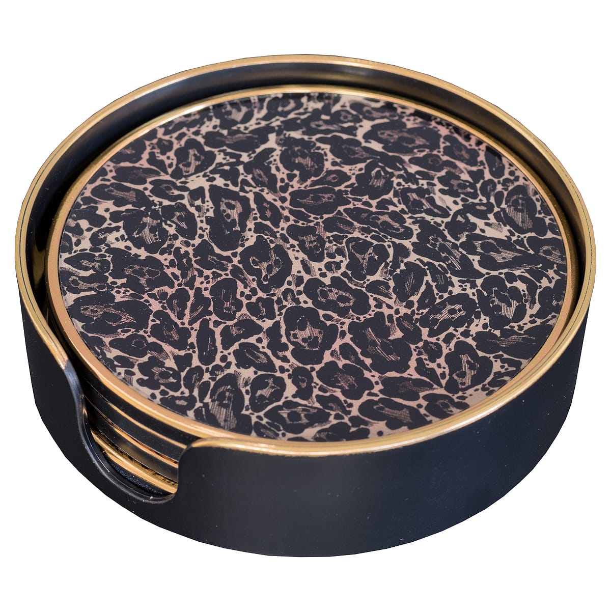 Roxy Leopard Circular Coaster Set by Casa Nova Collection by Laurence Llewelyn Bowen