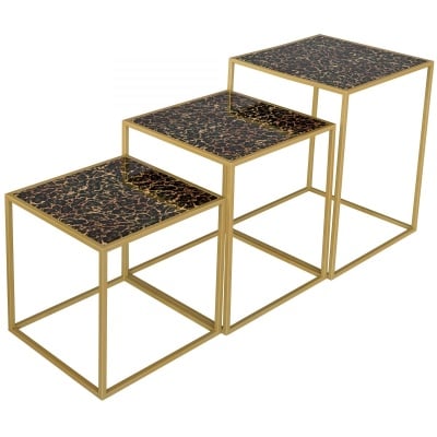 Roxy Leopard Nest of Three Tables by Laurence Llewelyn Bowen