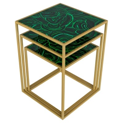 Malachite Nest of Tables by Laurence Llewelyn Bowen