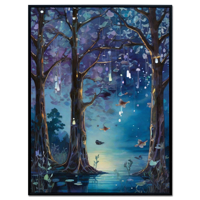 Tranquil River Framed Velvet Wall Art