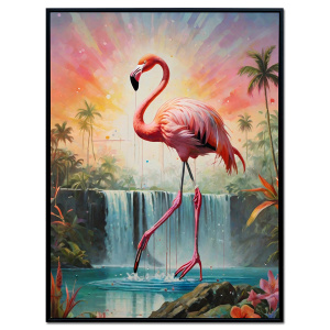 Balancing Flamingo Framed Velvet Wall Art